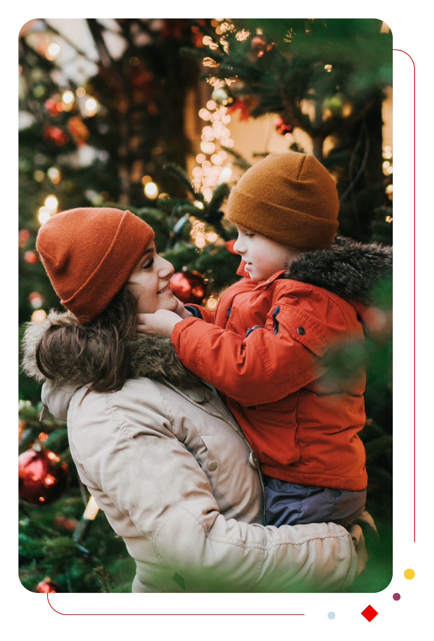 Moeder en zoon kerst